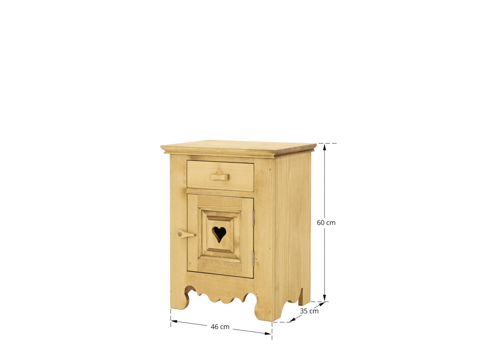 wymiary szafki nocnej z drewna