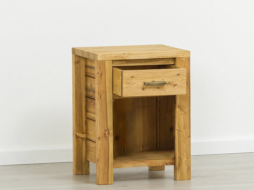 drewniana szafka nocna z szufladą