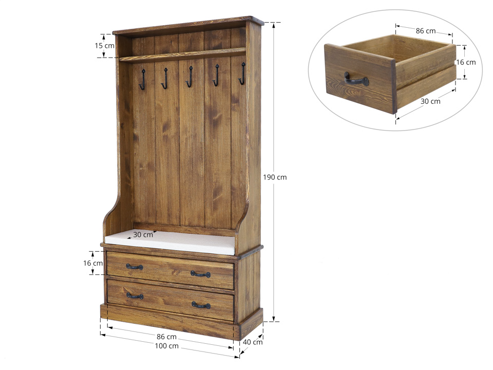garderoba drewniana wymiary