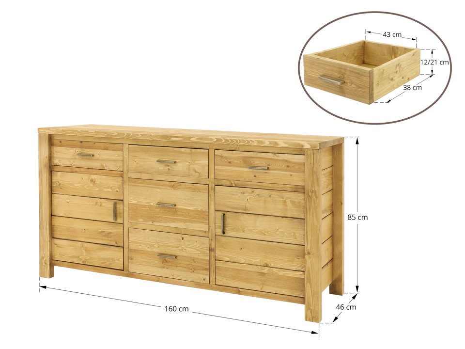 komoda drewniana świerkowa wymiary