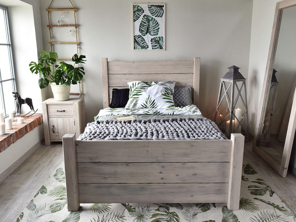 łóżko drewniane rustykalne