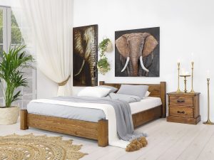 łóżko drewniane boho do sypialni 180x200