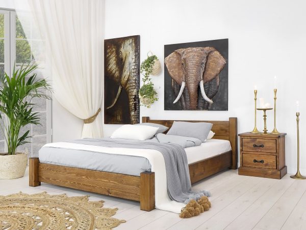 łóżko drewniane boho do sypialni 180x200