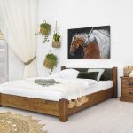 łóżko drewniane boho sosnowe 160x200 tapicerowane