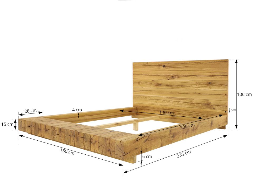 łóżko drewniane dębowe 140x200