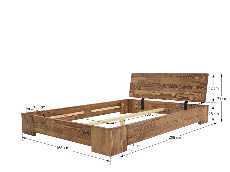 łóżko drewniane niskie 160x200 wymiary