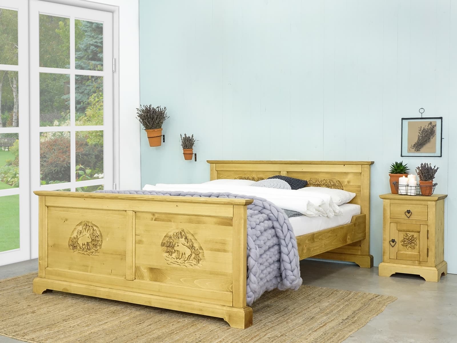 łóżko drewniane świerkowe 90x200 góralskie do sypialni