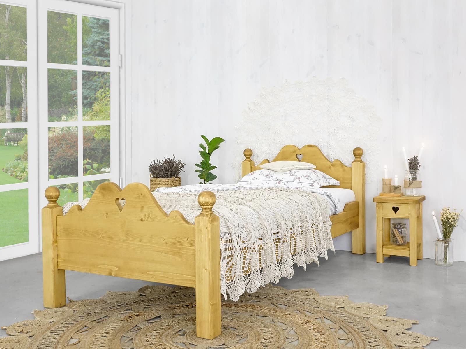 łóżko drewniane świerkowe 90x200 góralskie do sypialni