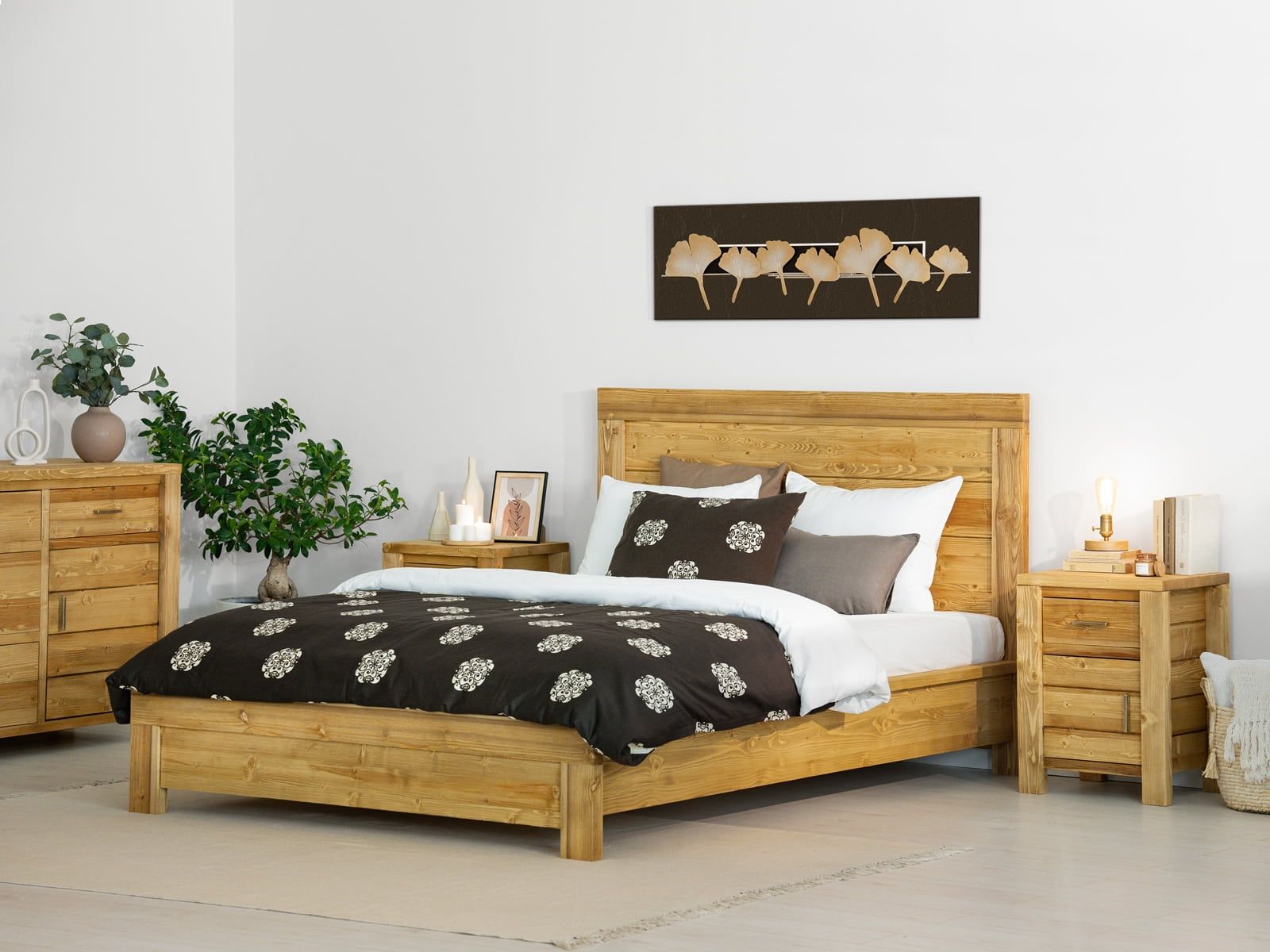 łóżko drewniane świerkowe do sypialni 90x200 rustykalne