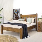 łóżko z drewna boho do sypialni 180x200 wysokie