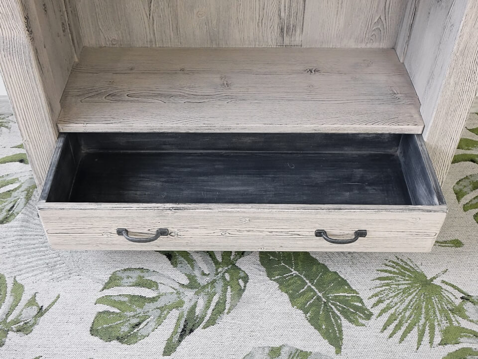 masywna szuflada regał drewniany