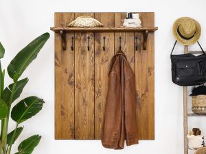 panel wieszakowy z drewna rustykalny do przedpokoju sosnowy