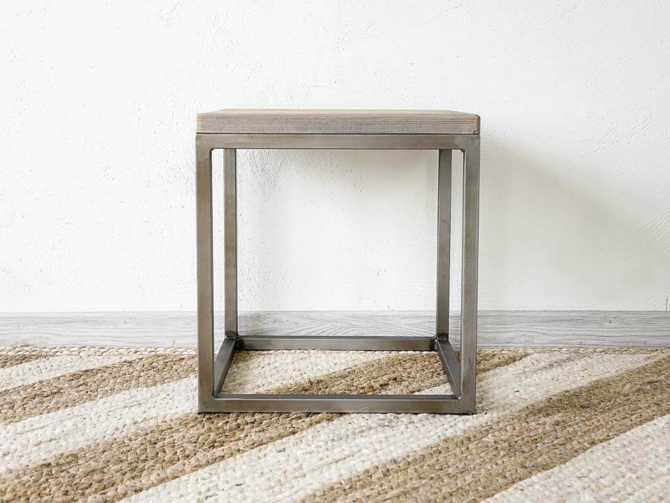 stolik nocny drewniany blat metalowy stelaż