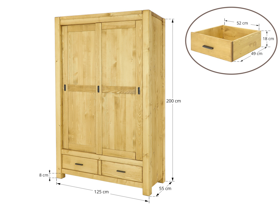 szafa dwudrzwiowa drewniana wymiary