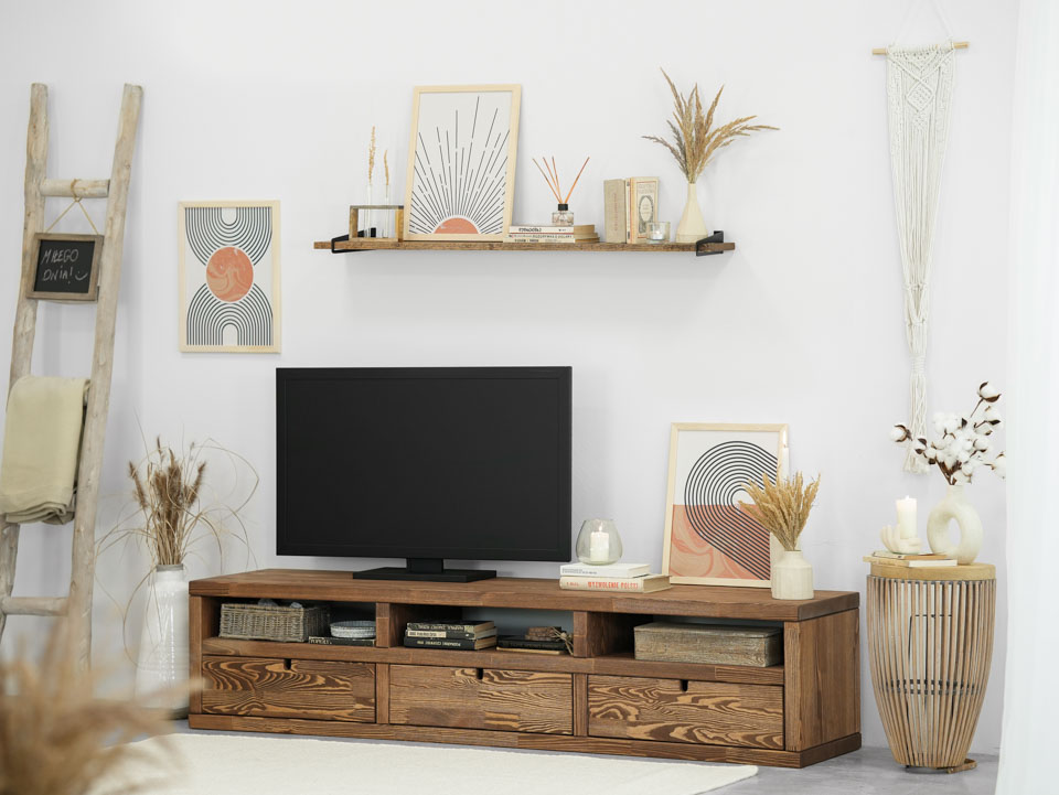 szafka rtv z drewna sosnowego