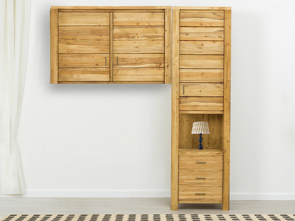 wiszące szafki drewniane do sypialni