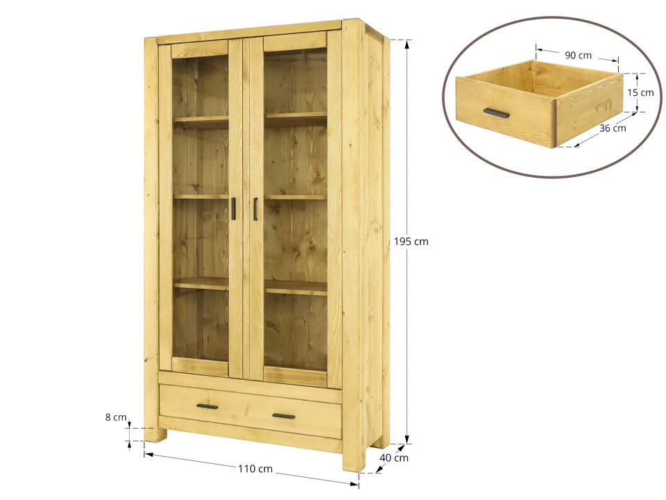 witryna drewniana wymiary