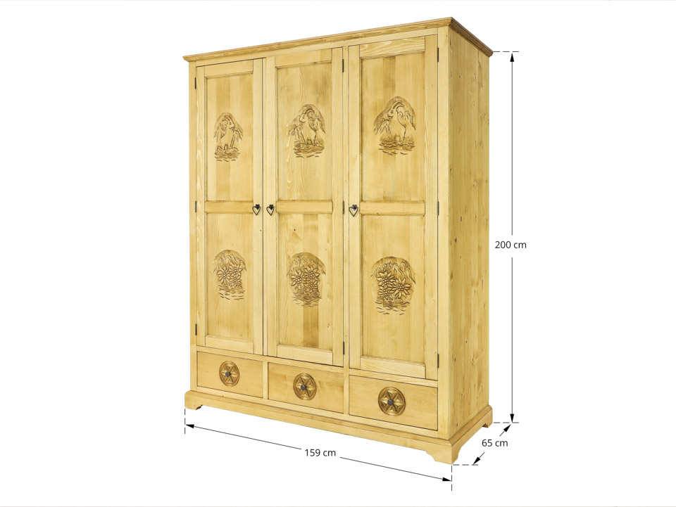 wymiary szafy drewnianej trzydrzwiowej