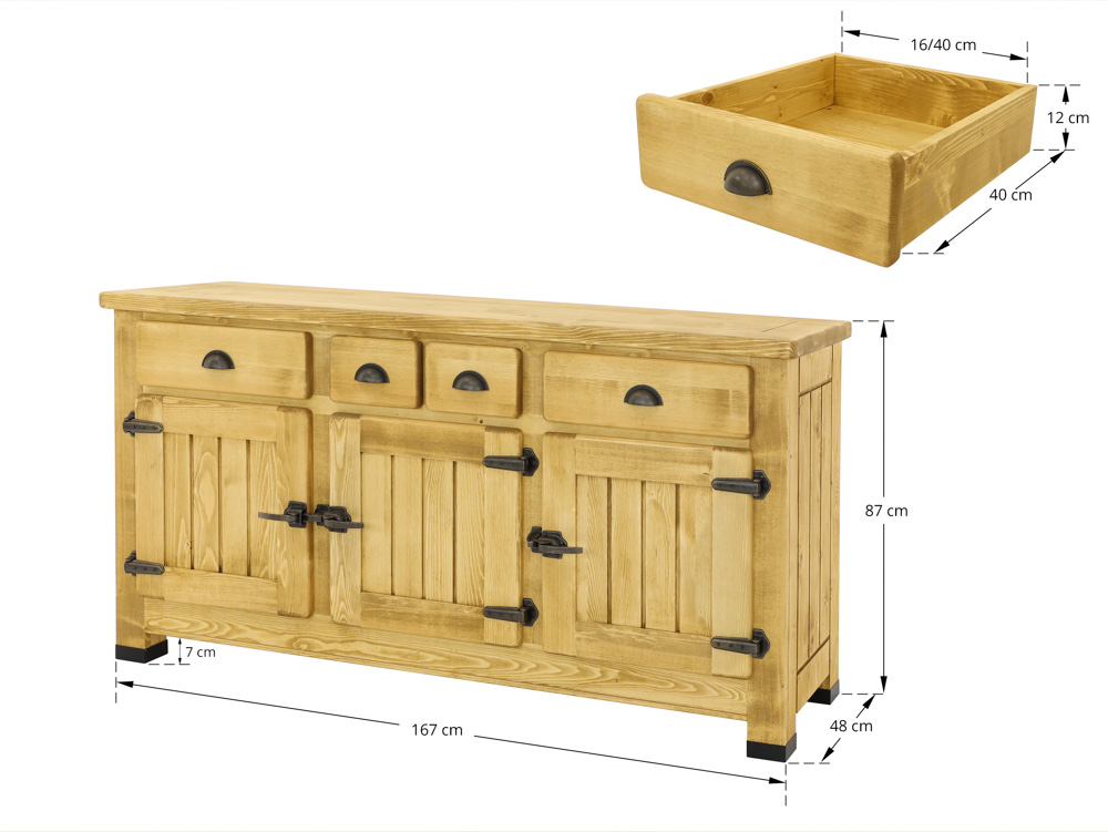 wymiary komody z drewniane