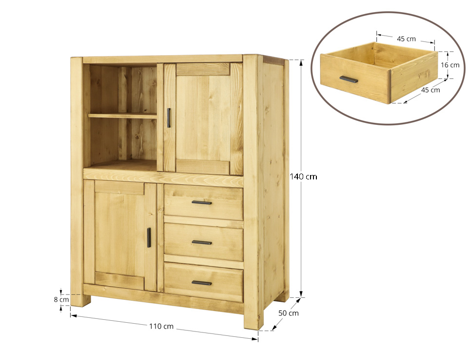 wysoka komoda drewniana wymiary